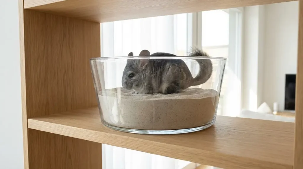 チンチラの砂浴び容器は「直径25cm以上・深さ15cm以上」が基本【結論】