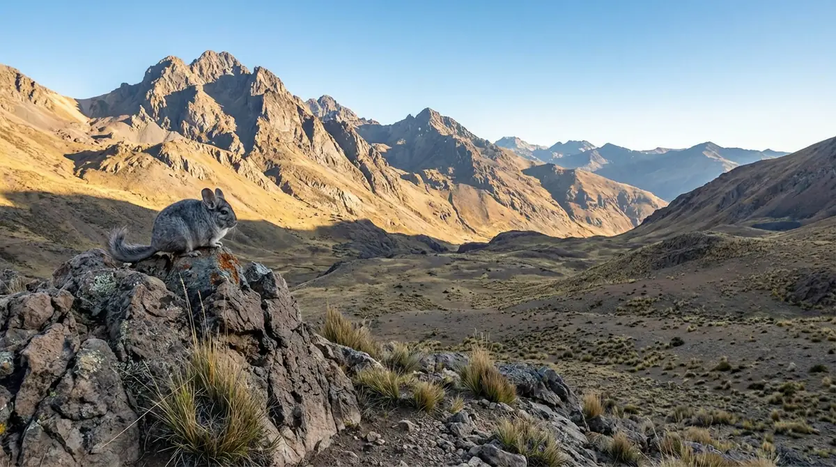 チンチラの生息地は南米アンデス山脈の高山地帯