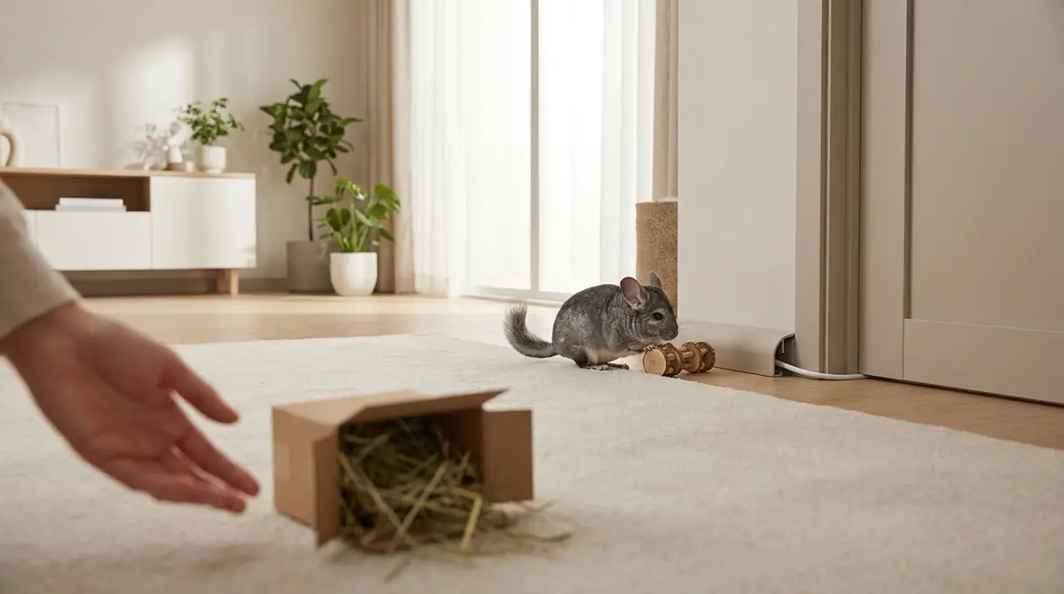 チンチラの部屋んぽ中によくあるトラブルと対処法