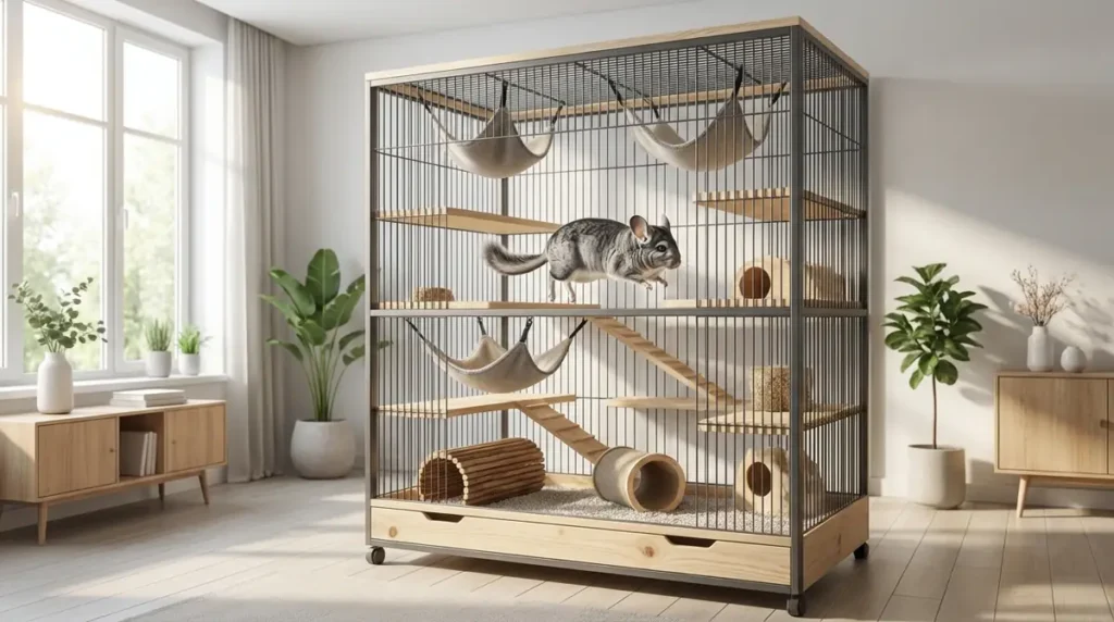 チンチラに大型ケージが必要な理由と推奨サイズ