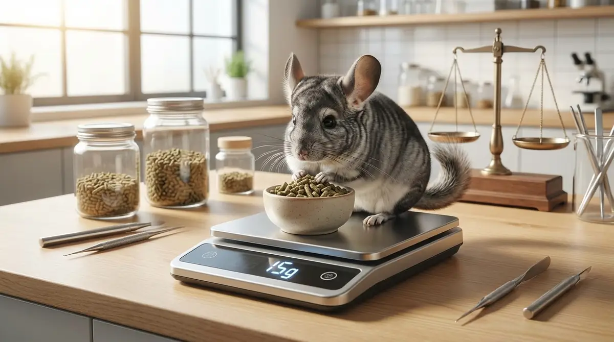 チンチラのペレットは1日10〜20gが目安|体重別早見表