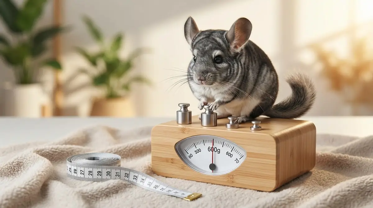 チンチラの成体サイズは体長25〜35cm・体重400〜800g