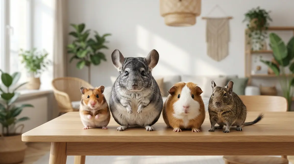 他の小動物とチンチラのサイズを比較