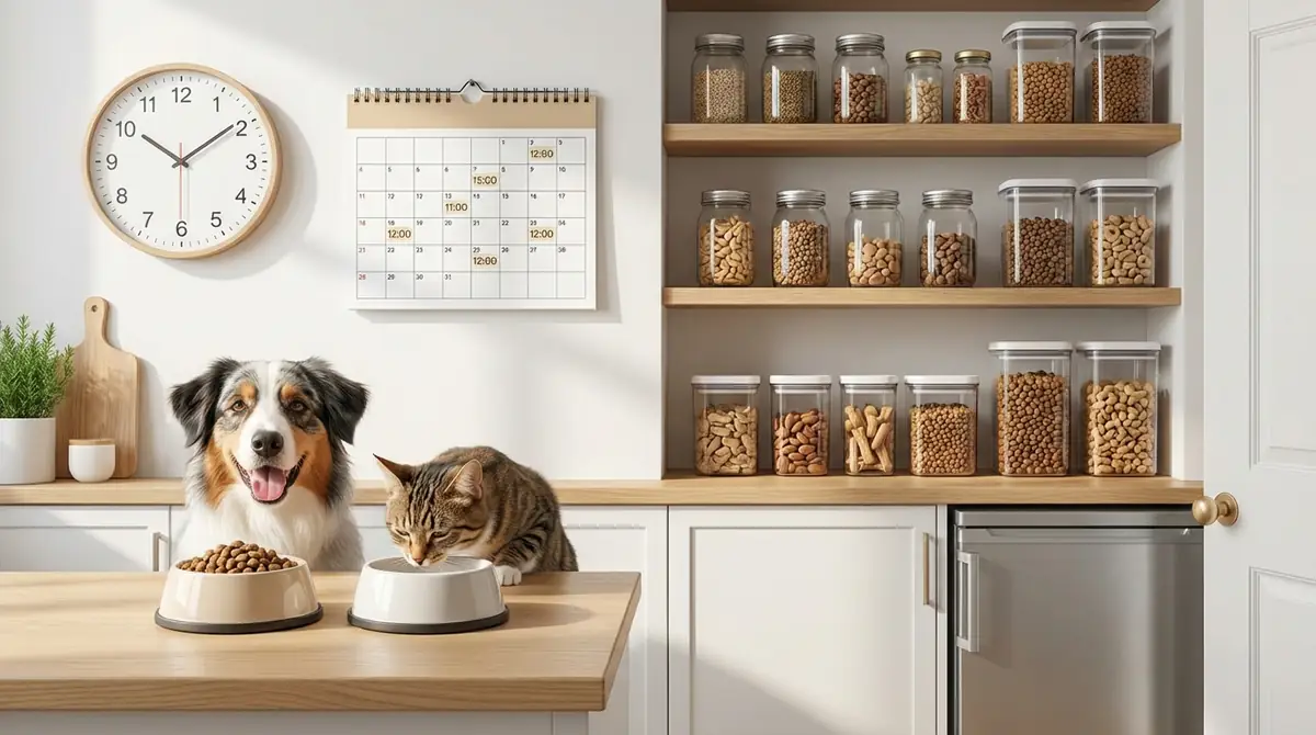 1日の給餌スケジュールと餌の保存方法