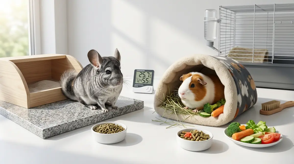 チンチラとモルモットの飼いやすさを比較｜温度管理・餌・お世話の手間